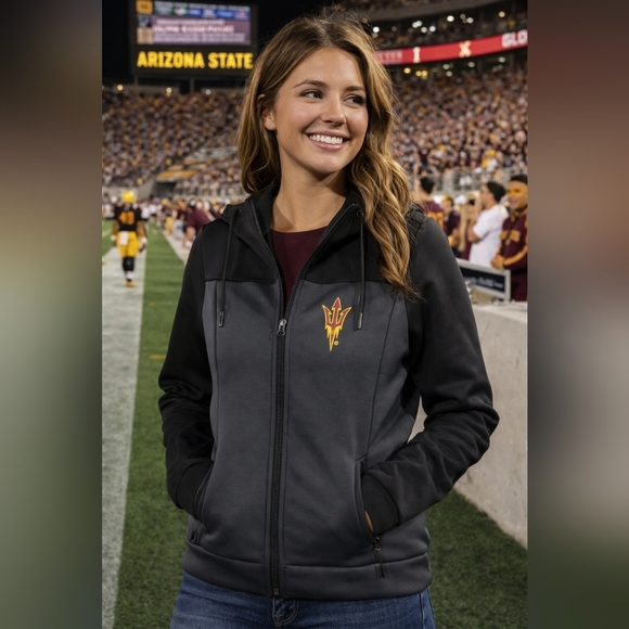 Antigua Tops - Antigua Gray & Black Arizona State Sun Devils Hoodie M, Womens